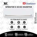 Dawlance Ac 1.5 Ton Dc Inverter Split | Model Sprinter X 30 | Heat & Cool | Self Cleaning | Gold Fins| Low Voltage Operate | 4 Years P.C.B Card Warranty - 12 Years Compressor Warranty