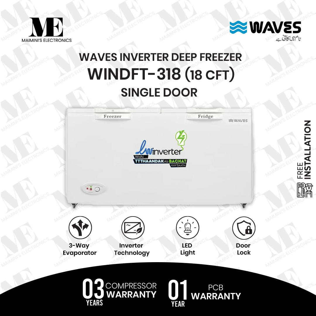 WAVES INVERTER DEEP FREEZERS WINDF-318 (18 CFT) DOUBLE DOOR